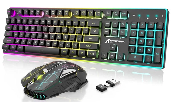 ATTACK SHARK T3 – Clavier Semi Mécanique et Souris 8D 4800 DPI Sans Fil RGB