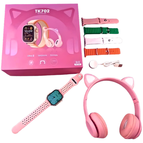 Coffret TK702 ULTRA 2 – Montre Connectée + Casque Bluetooth + 5 Bracelets