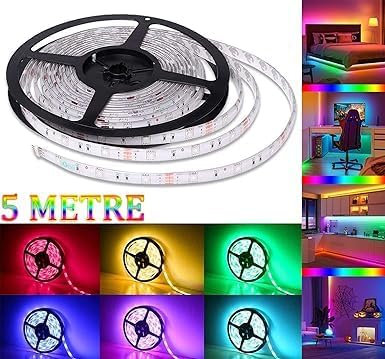 Ruban LED USB 5050 RGB 5V – 5m – Multicolore – Éclairage Ambiant pour TV, Moniteur et Décoration