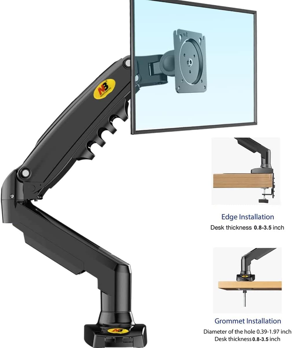 Support Universel pour Écran – Ajustable, Compatible 17" à 30"  avec système à ressort à gaz