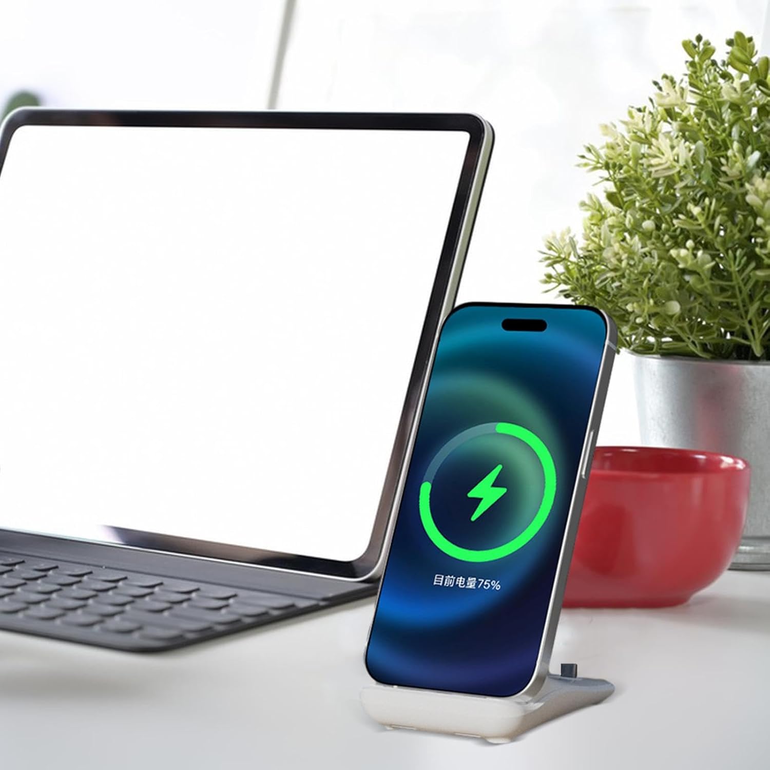 Support & Chargeur Sans Fil Transparent – Design Moderne & Ultra Rapide