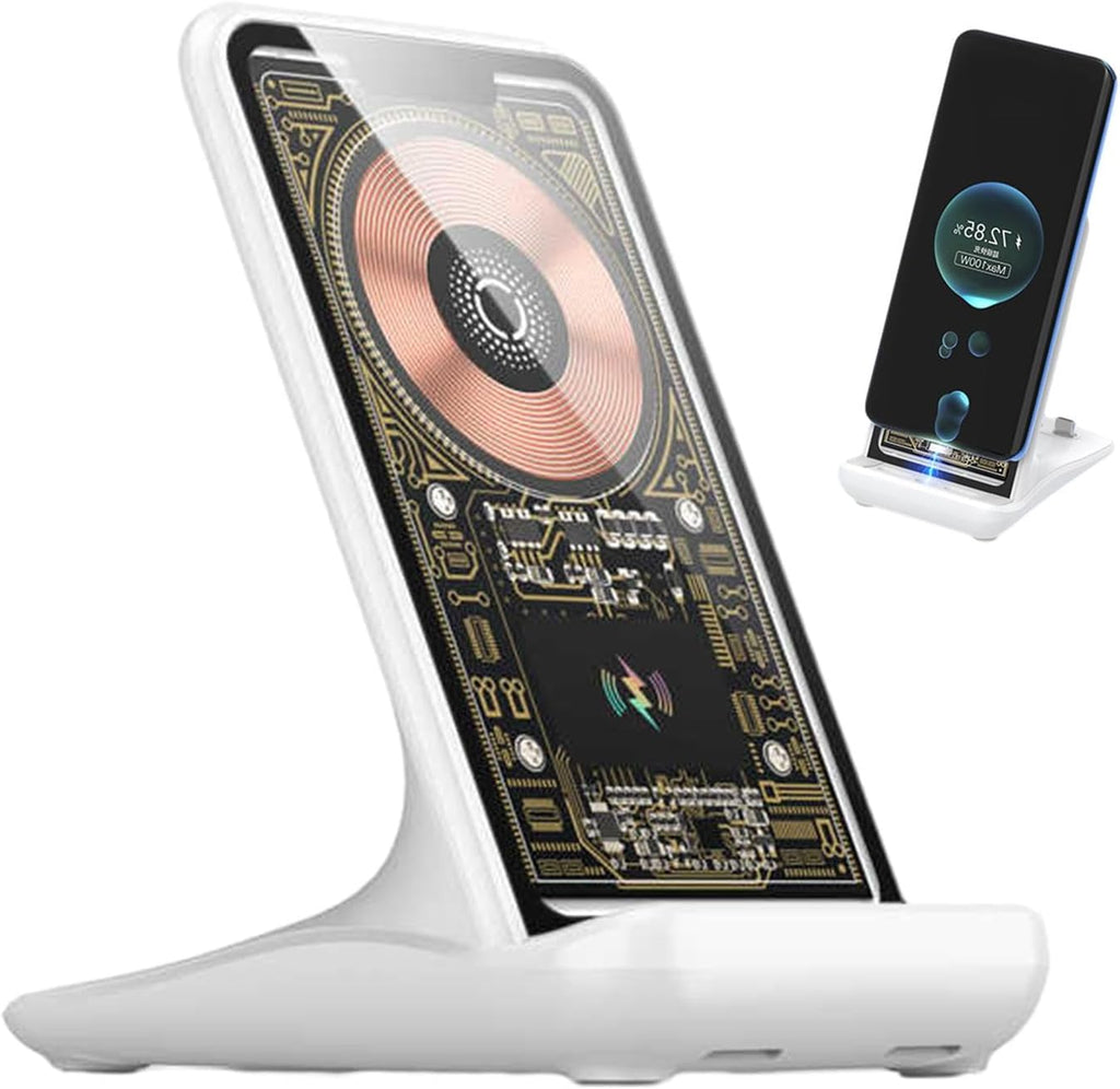 Support & Chargeur Sans Fil Transparent – Design Moderne & Ultra Rapide