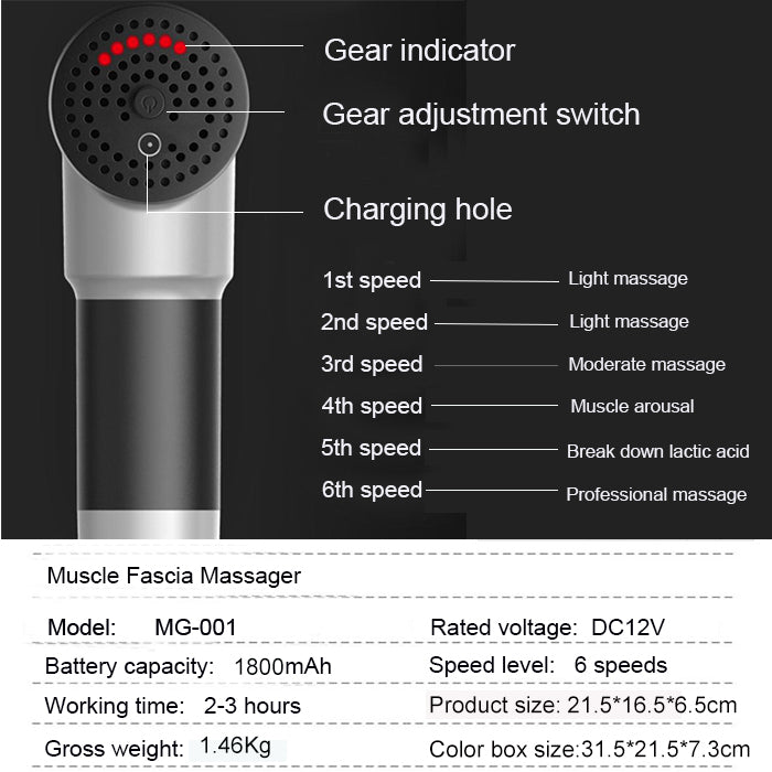 Pistolet de Massage à Percussion – Appareil de Récupération Musculaire Professionnel avec Écran LCD et 30 Vitesses