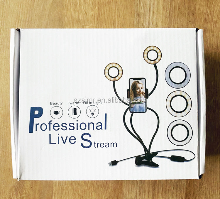 Professional Live Stream LED Phone holder - Black
