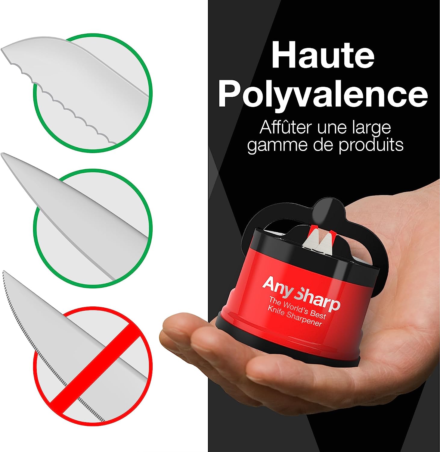 Aiguiseur de Couteaux avec Ventouse PowerGrip
