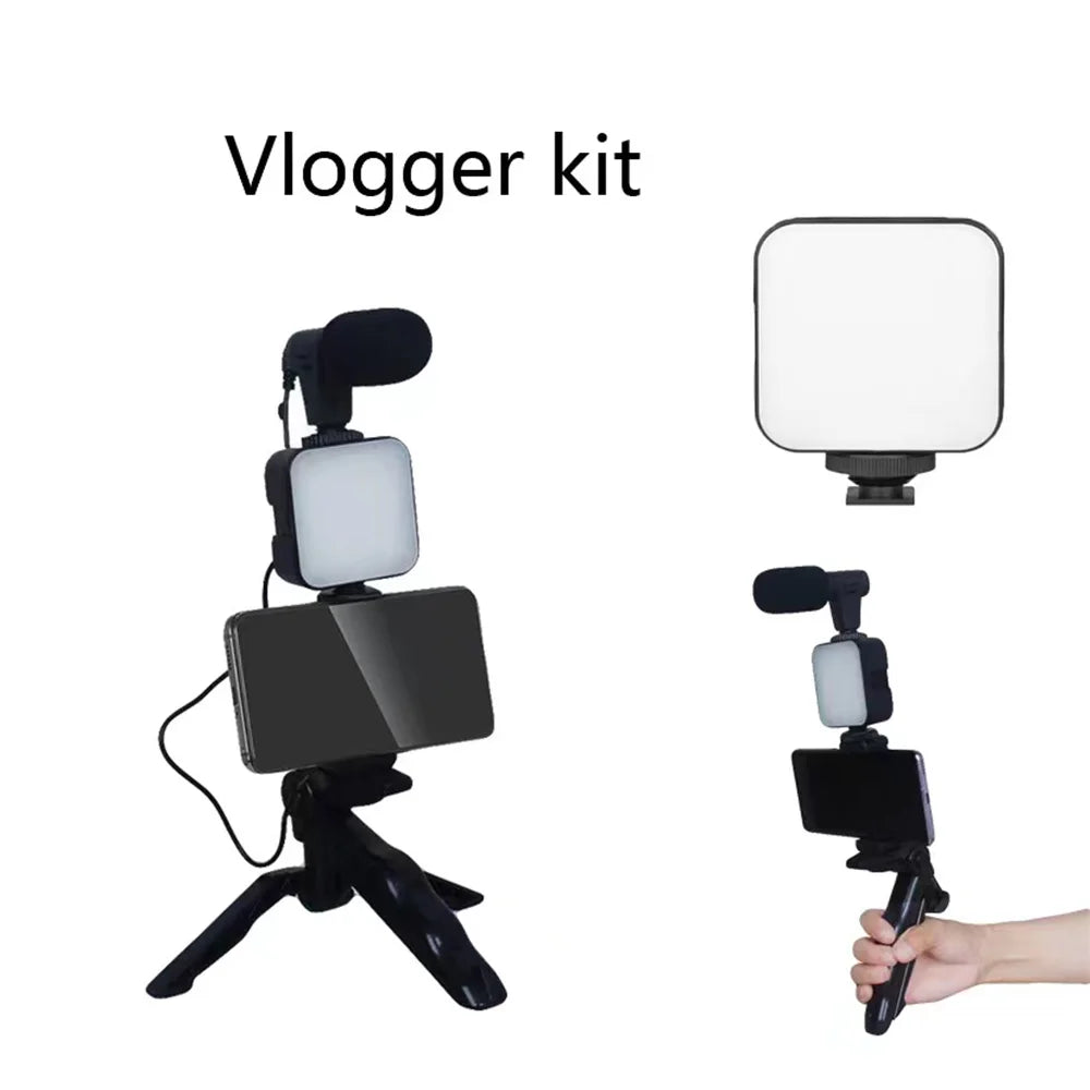 Kit Vlogging Complet Smartphone – Lampe LED, Microphone, Trépied et Support