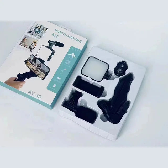 Kit Vlogging Complet Smartphone – Lampe LED, Microphone, Trépied et Support