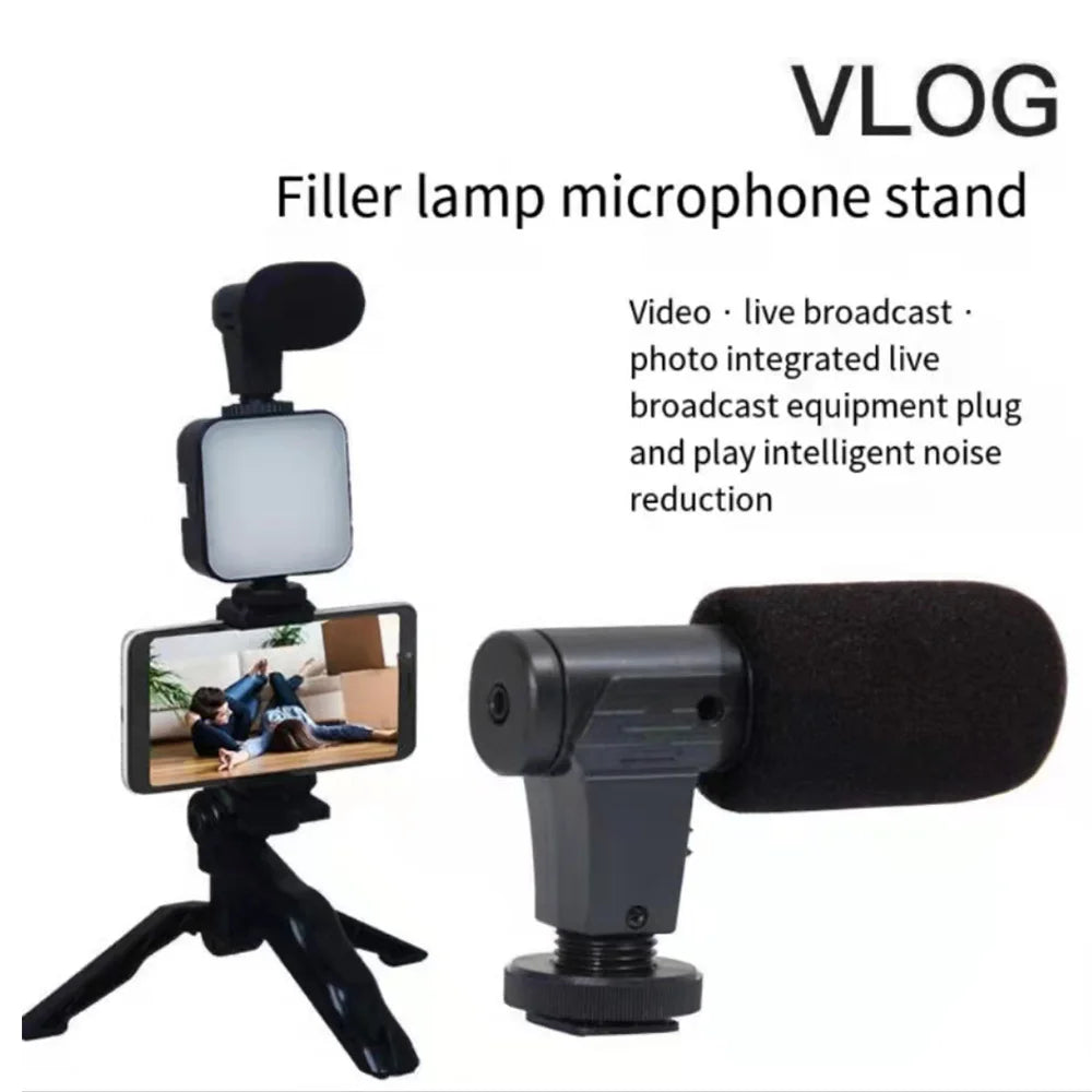 Kit Vlogging Complet Smartphone – Lampe LED, Microphone, Trépied et Support