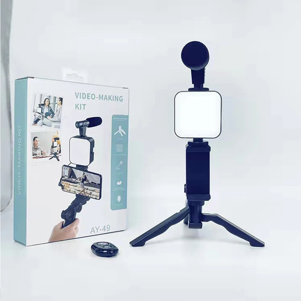 Kit Vlogging Complet Smartphone – Lampe LED, Microphone, Trépied et Support