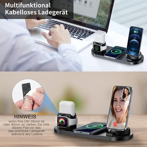 Station de charge magnétique sans fil 6‑en‑1