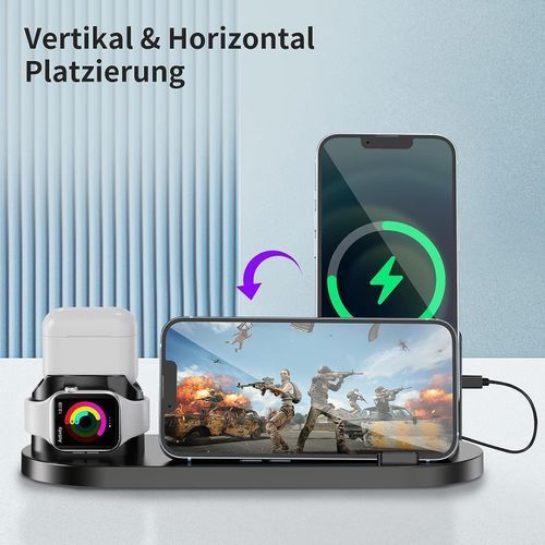 Station de charge magnétique sans fil 6‑en‑1