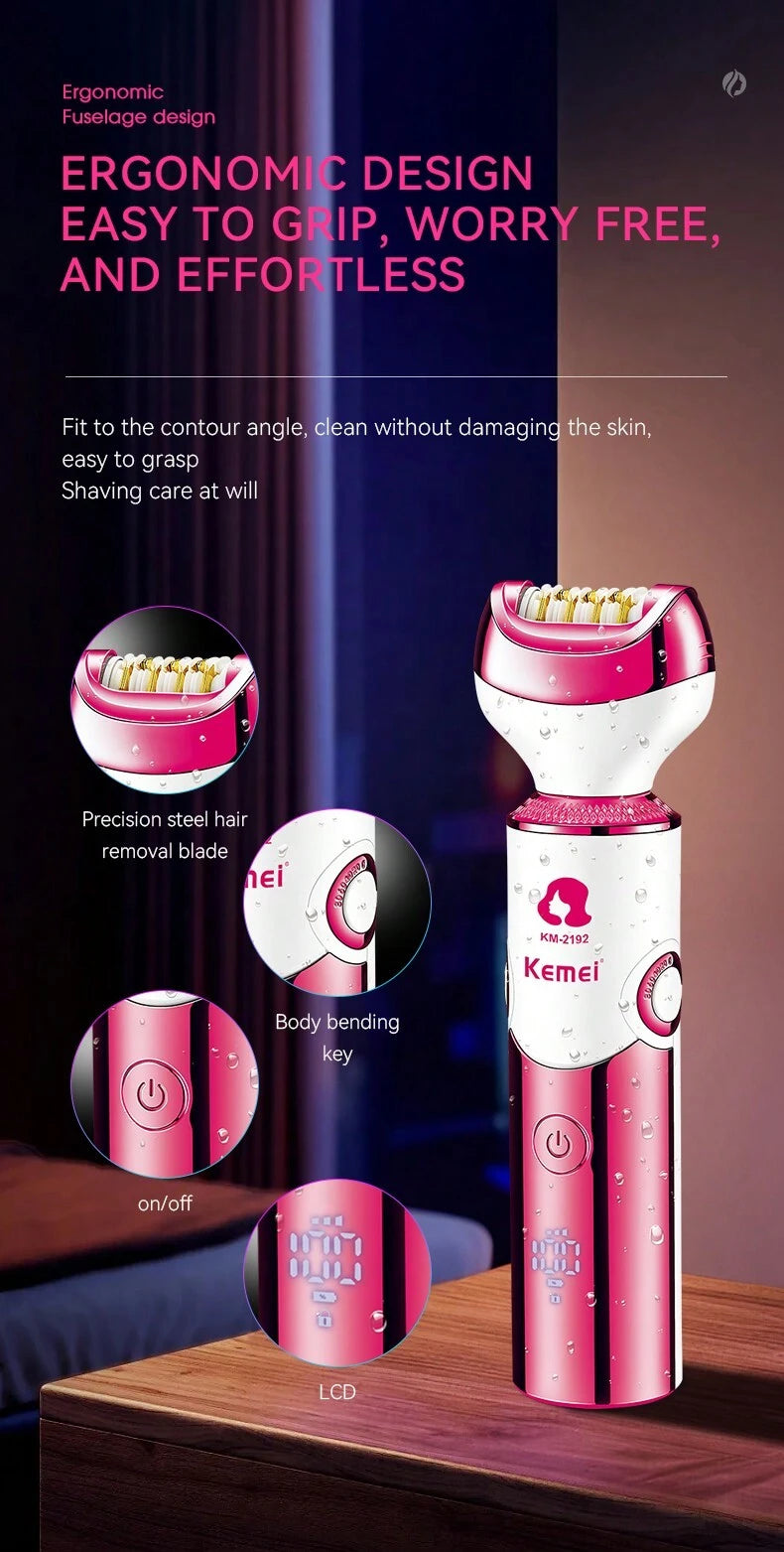 KEMEI Km-2192 – Épilateur électrique professionnel rechargeable