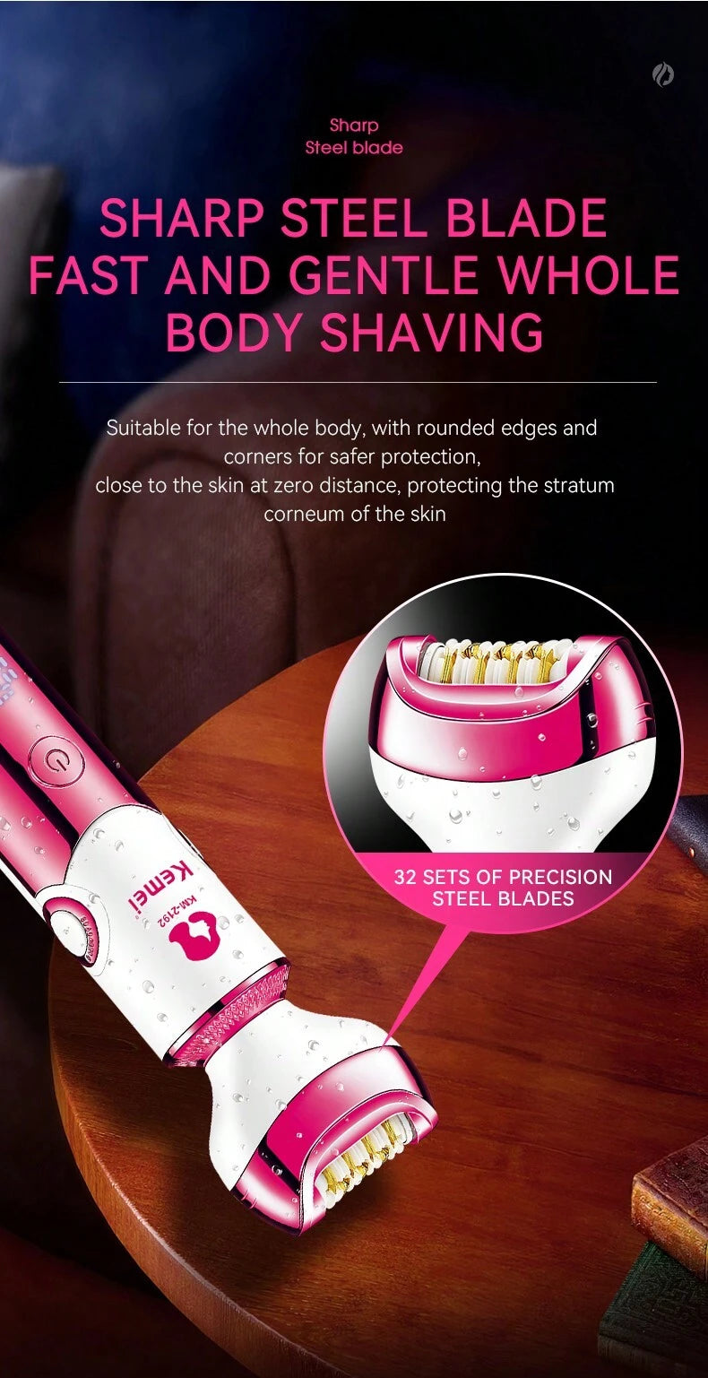 KEMEI Km-2192 – Épilateur électrique professionnel rechargeable
