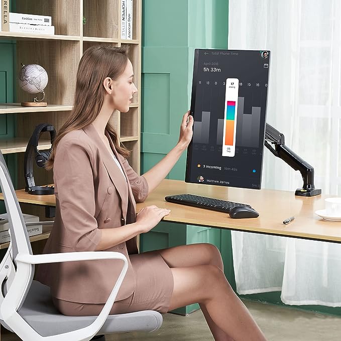 Support Universel pour Écran – Ajustable, Compatible 17" à 30"  avec système à ressort à gaz