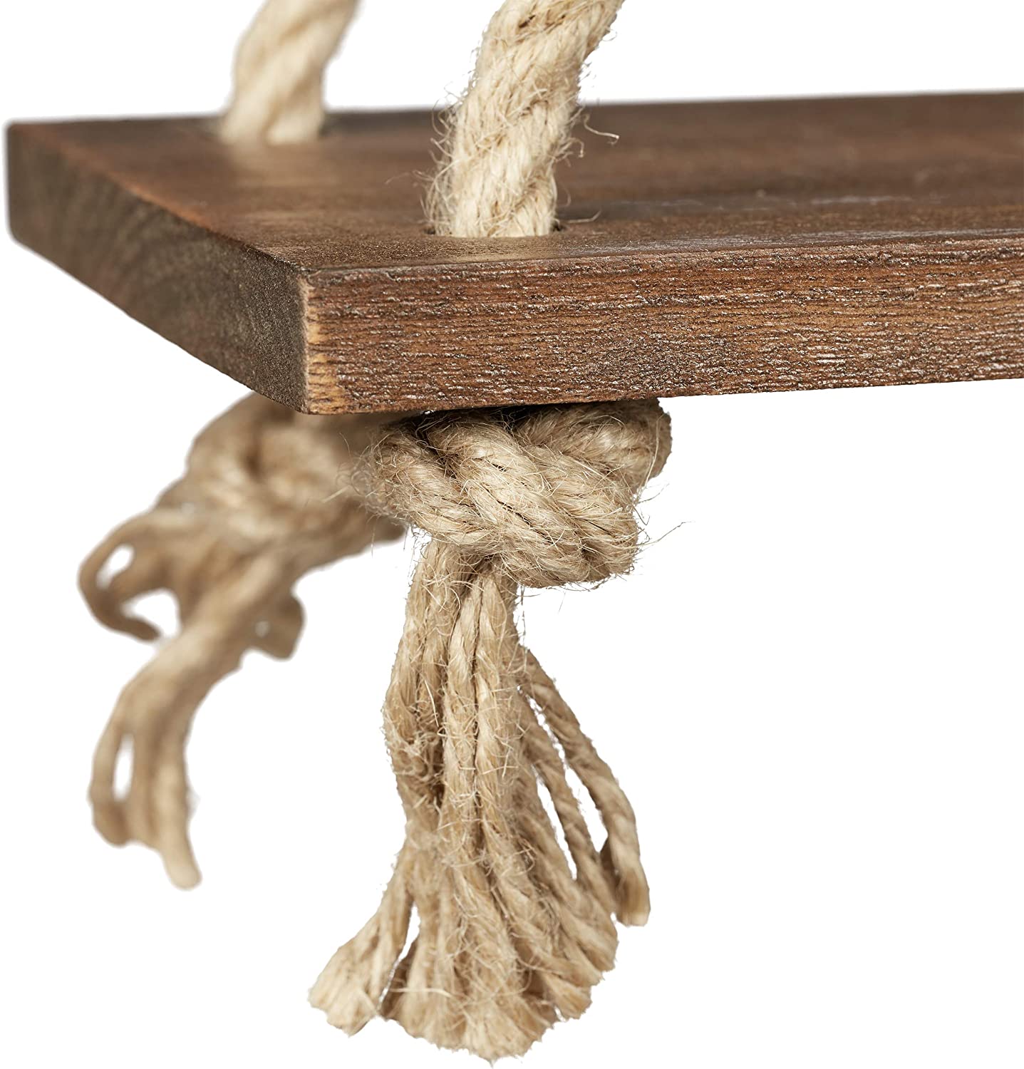 Étagère DOUBLE murale suspendue en bois rustique avec corde