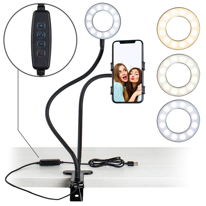 USB Selfie Ring Light Support Flexible de téléphone