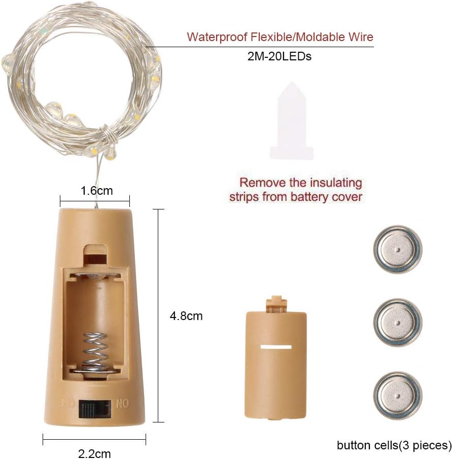 Lot 3 bouchons  2m– 20 LED- Guirlandes Lumineuse Bouteille de vin LED WW