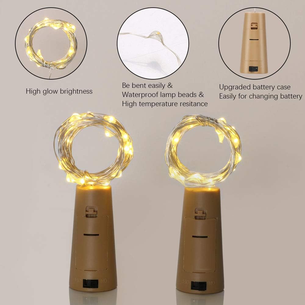 Lot 3 bouchons  2m– 20 LED- Guirlandes Lumineuse Bouteille de vin LED WW