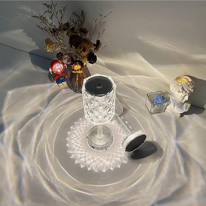 Lampe de Chevet RGB Tactile Sans Fil – Rechargeable USB, 16 Couleurs, 4 Modes, Design Cristal Diamant