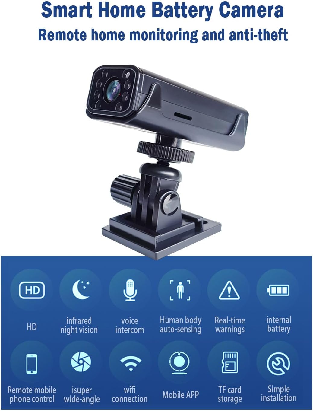 Caméra YELEOKE A10de surveillance Wi‑Fi intérieure/extérieure sans fil