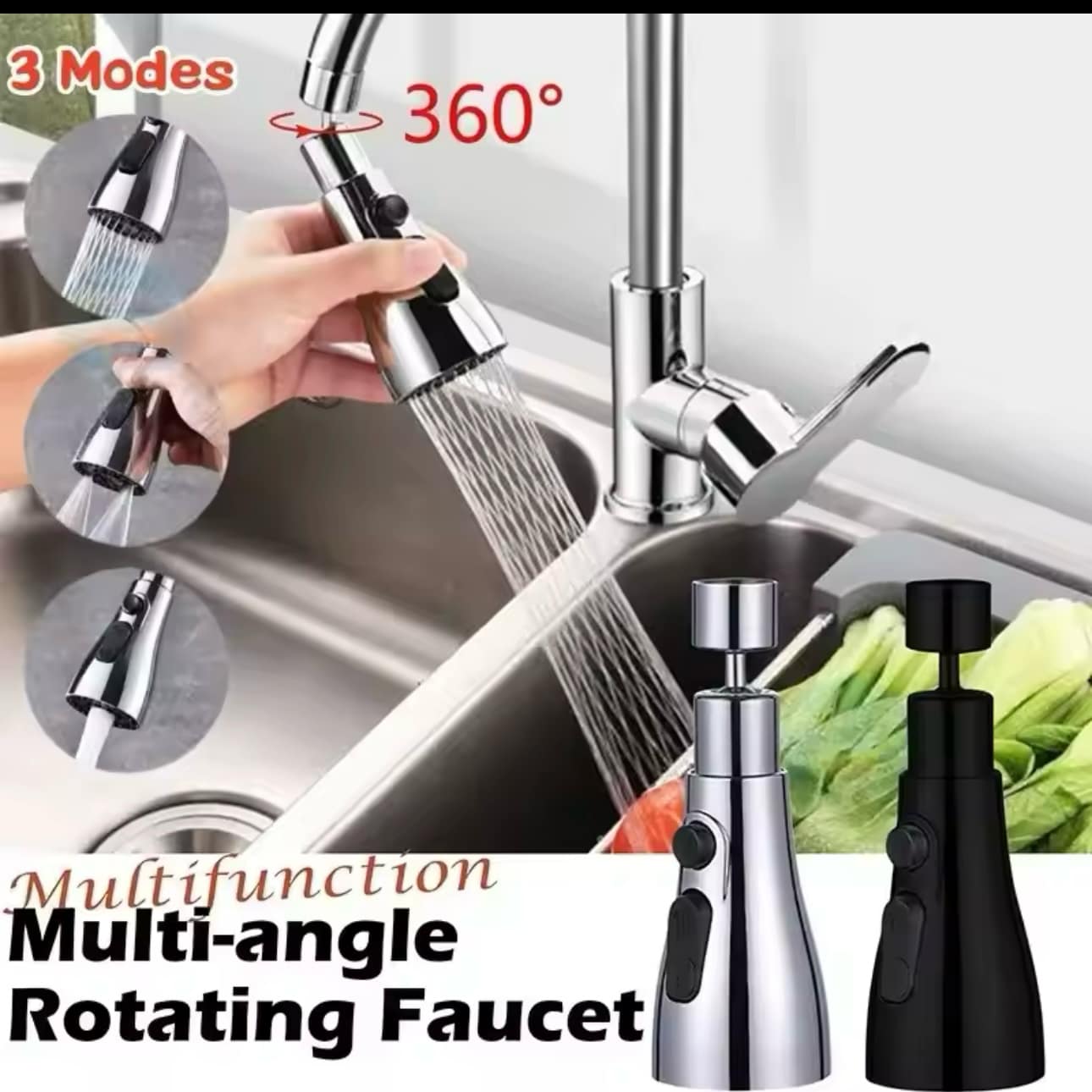 Filtre/aérateur de robinet multifonction à rotation 720°-FM24