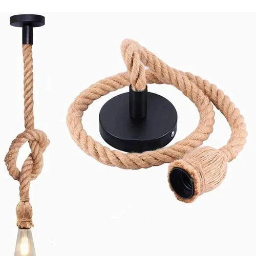 Suspension Vintage en Corde de Chanvre – Douille E27, Longueur 1 m