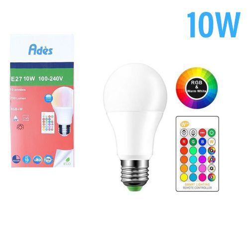 Ampoule LED RGB + Blanc 10W E27 – 700 lumens, 4 modes d’éclairage