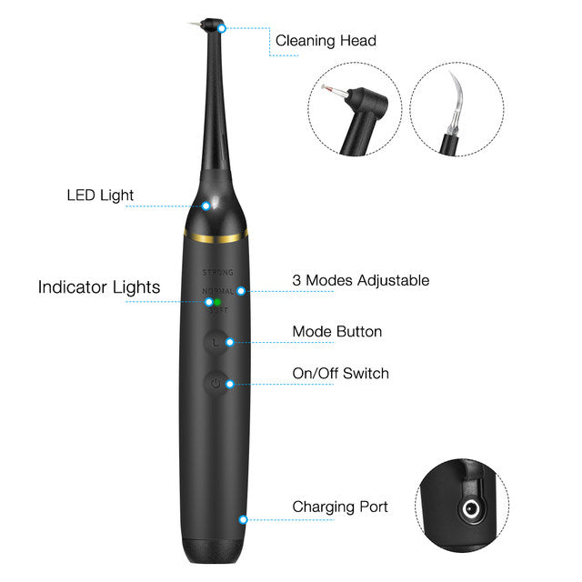 Détartreur électrique portable pour les dents, élimine le tartre et les taches, blanchiment, chargeur USB