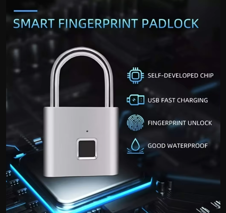 Keyless Smart Fingerprint Padlock - Rechargeable