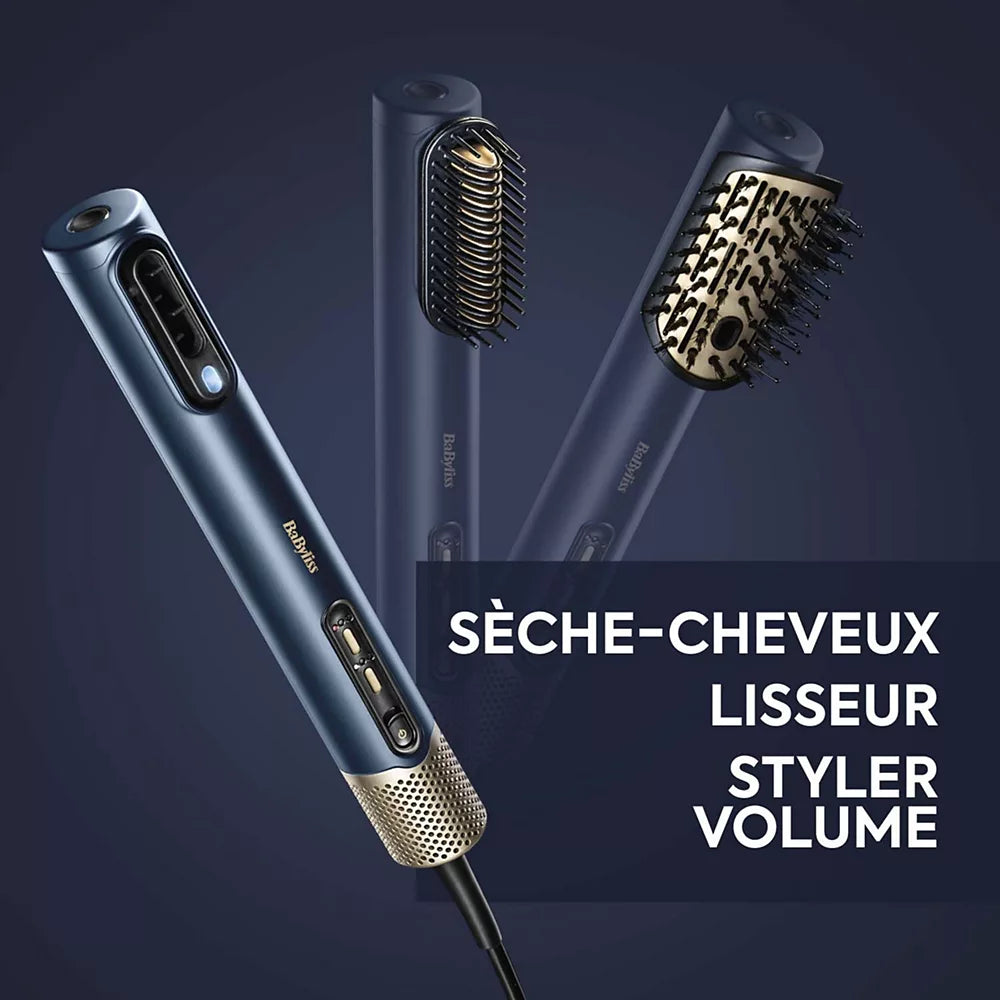 BaByliss Air Wand 3-in-1 Hair Dryer | Straightener & Hot Air Brush with Ion Technology & High-Speed Digital Motor | Includes 2 Attachments