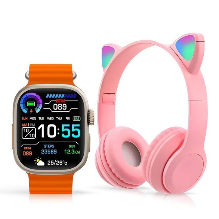 Coffret TK702 ULTRA 2 – Montre Connectée + Casque Bluetooth + 5 Bracelets