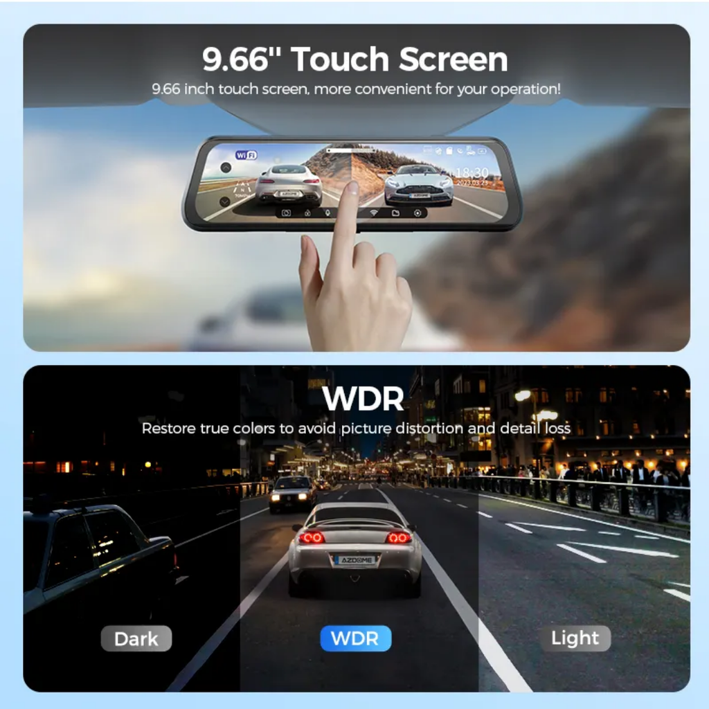 Caméra de Bord 10'' Full HD 1080p avec Vision à 170°