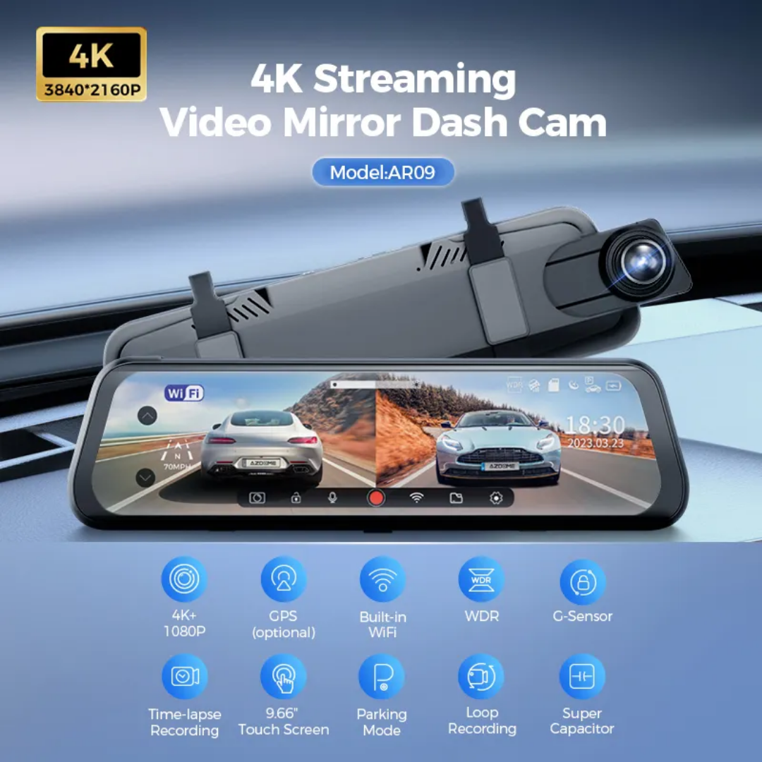Caméra de Bord 10'' Full HD 1080p avec Vision à 170°