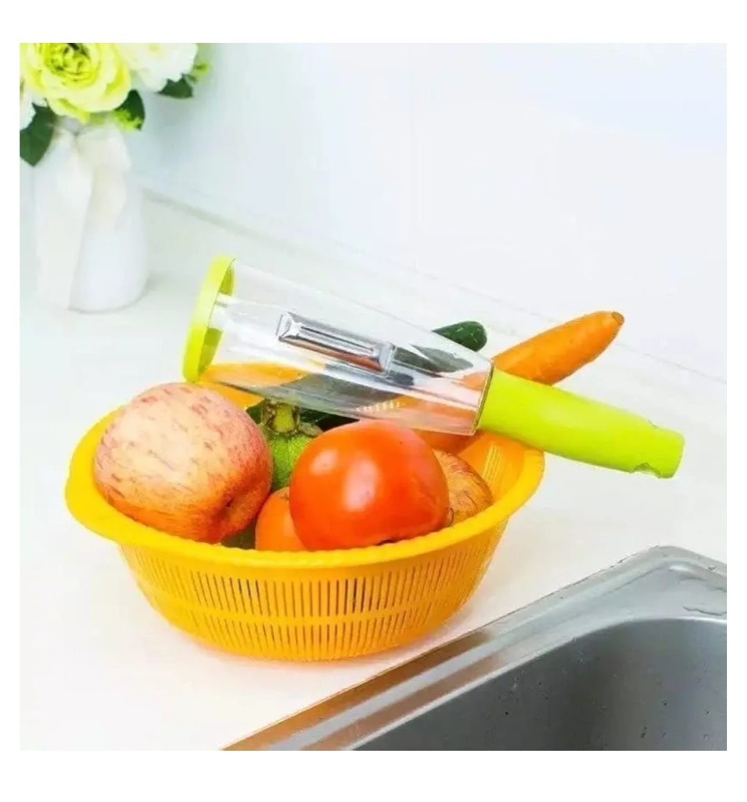 Éplucheur Magique KitchenCorner – Avec récupérateur de pelures, lame inox et manche ergonomique