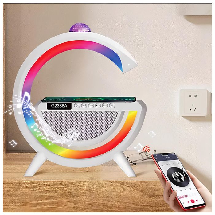 Enceinte Bluetooth G2388A avec fonction chargeur sans fil et lampe RCB intégrée