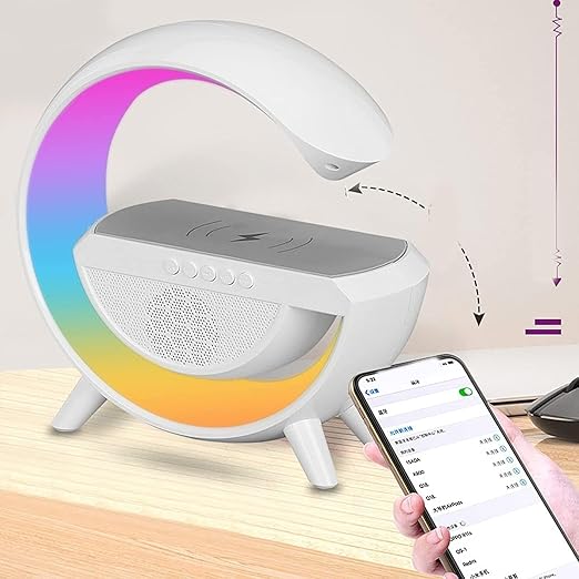 Enceinte Bluetooth BT2301 LED sans fil – Multifonction : haut-parleur, lampe et chargeur sans fil- 15 W