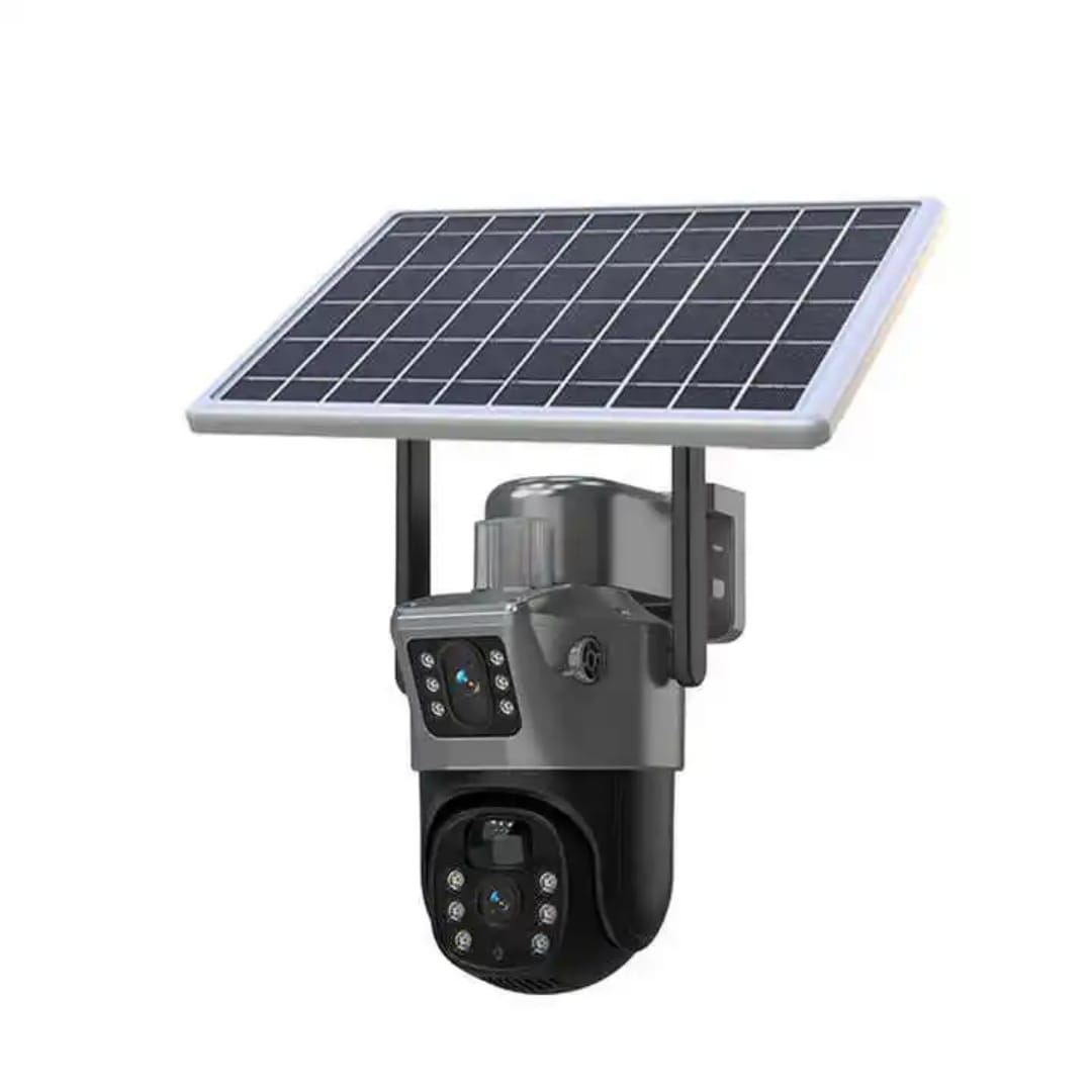 Caméra Solaire 4K HD 8MP – Détection Humaine IA, Vision Nocturne, 360° 8+8 MP