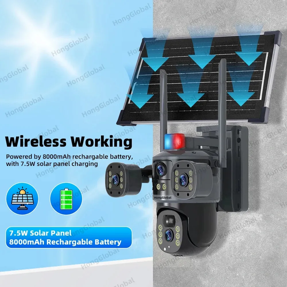 Caméra de surveillance extérieure PTZ – 8MP 4K Wi-Fi à Énergie Solaire