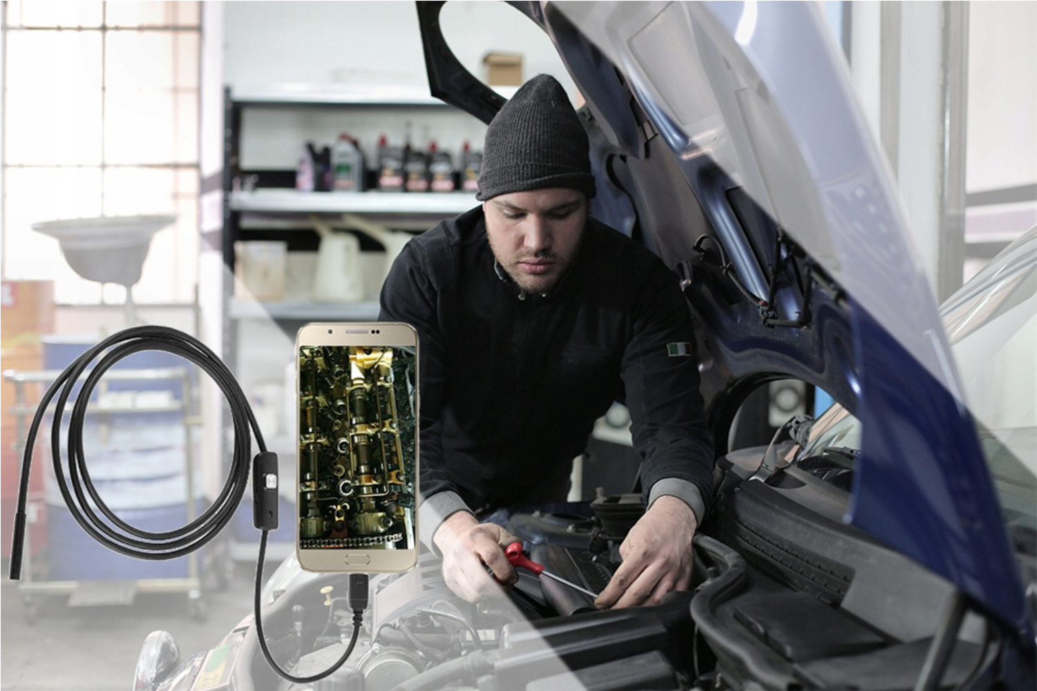 Caméra Endoscopique Android 3 en 1 de 7mm pour Inspection – Longueur 3.5 m