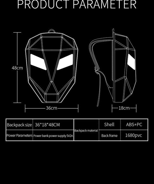 Smart Sac à dos LED Loy Branded Colored Hard Shell 3D DIY Eyes