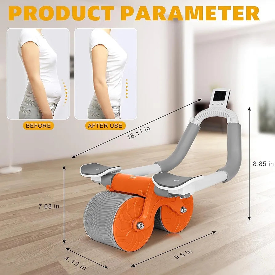 Rouleau abdominal 2 en 1 avec rebond automatique et support ergonomique
