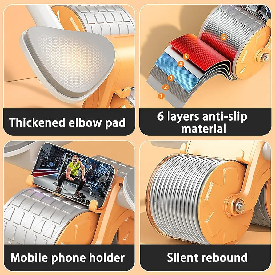Rouleau abdominal 2 en 1 avec rebond automatique et support ergonomique