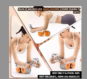 Rouleau abdominal 2 en 1 avec rebond automatique et support ergonomique