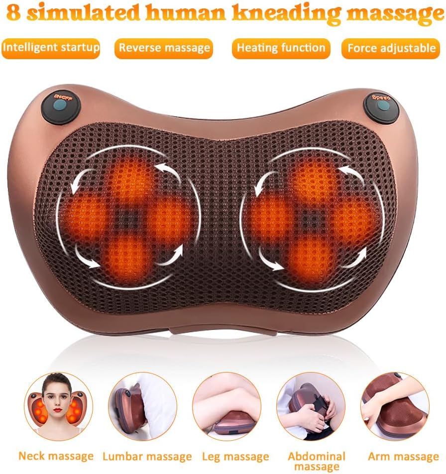 Coussin de Massage Shiatsu Chauffant –  Cou, Dos et Épaules