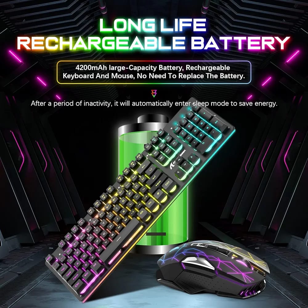 ATTACK SHARK T3 – Clavier Semi Mécanique et Souris 8D 4800 DPI Sans Fil RGB