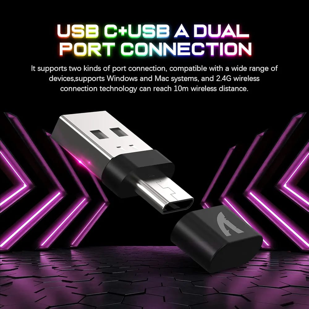 ATTACK SHARK T3 – Clavier Semi Mécanique et Souris 8D 4800 DPI Sans Fil RGB