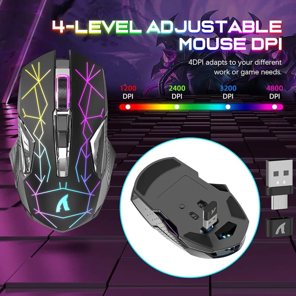 ATTACK SHARK T3 – Clavier Semi Mécanique et Souris 8D 4800 DPI Sans Fil RGB