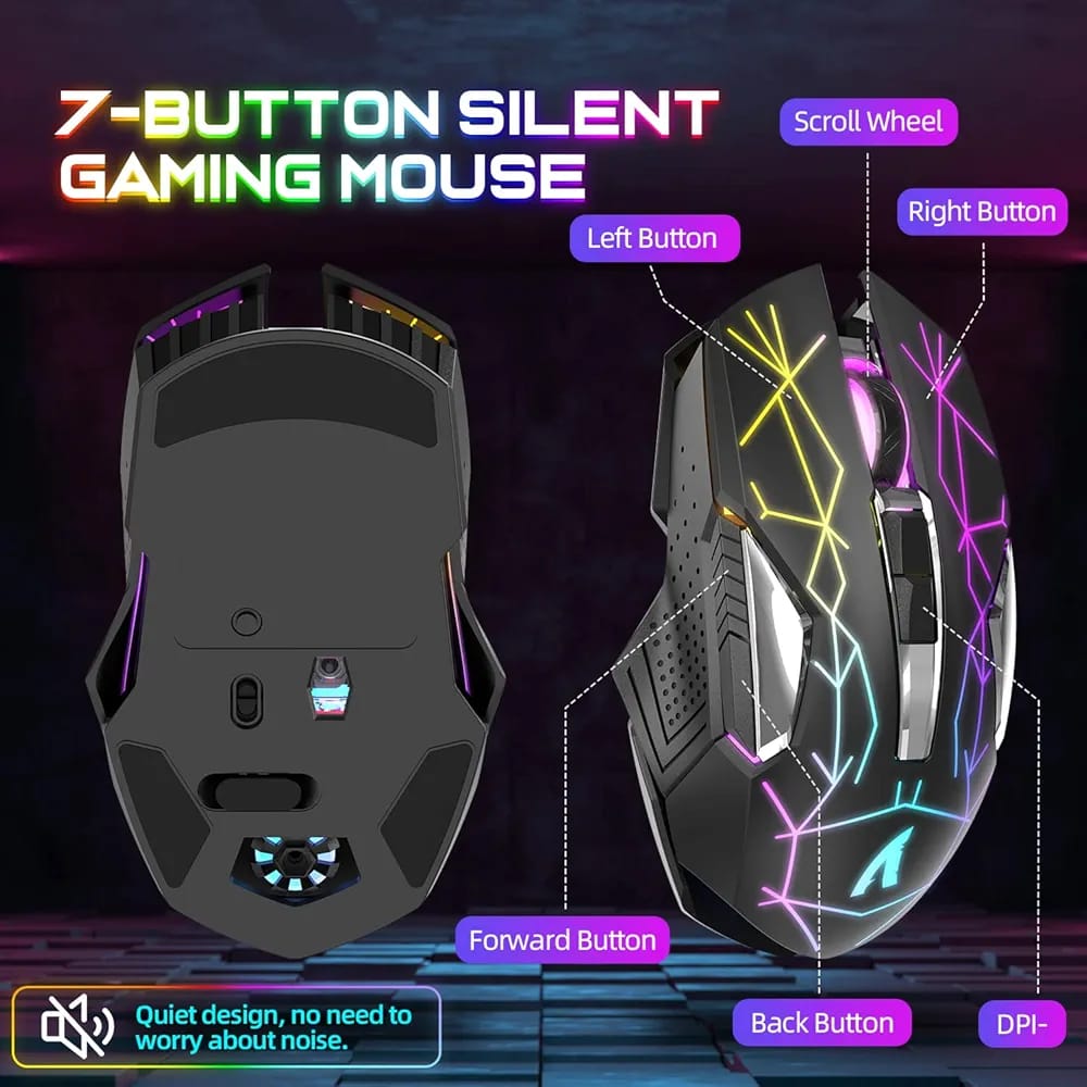 ATTACK SHARK T3 – Clavier Semi Mécanique et Souris 8D 4800 DPI Sans Fil RGB