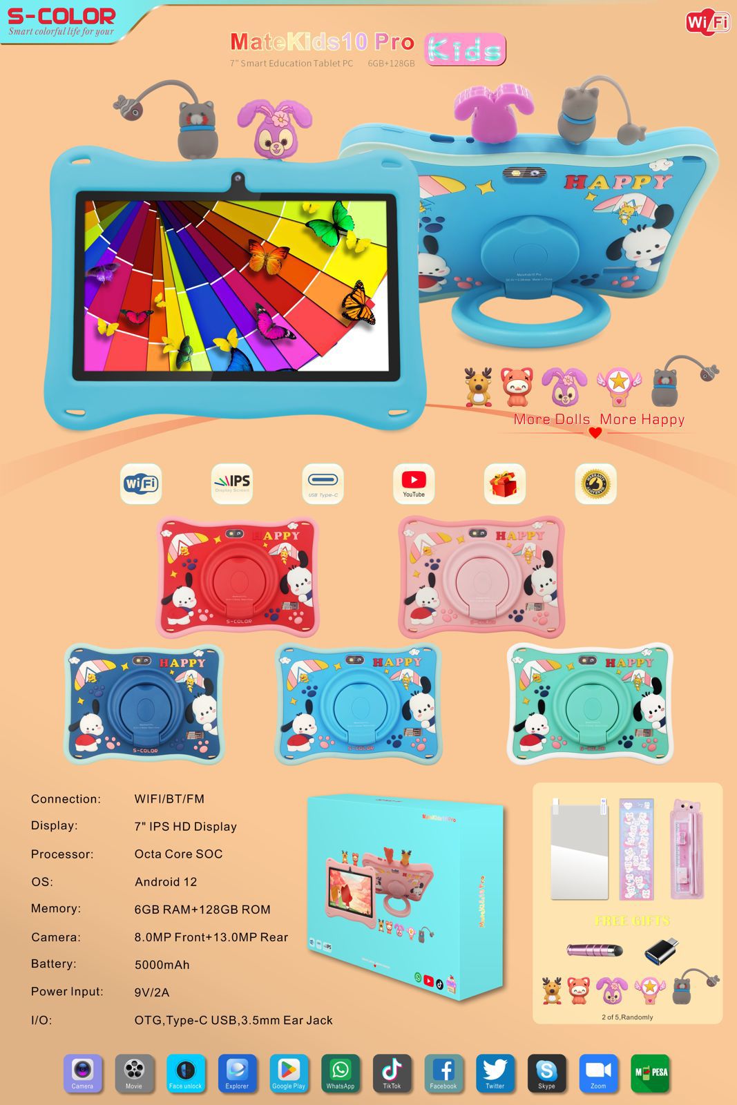 Tablette éducative – Kids Matekids-10PRO  Wi-Fi 5G Android 12 Octa-Core 1.3 GHz
