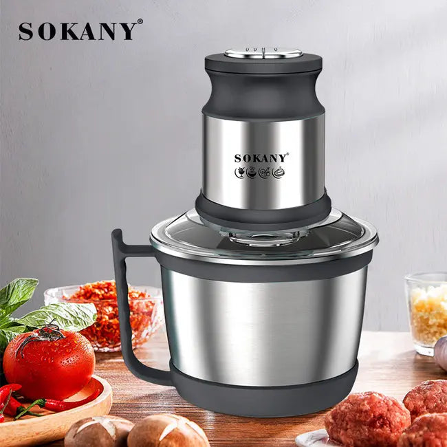 Hachoir électrique SOKANY 800W – Bol inox 3L, 4 lames